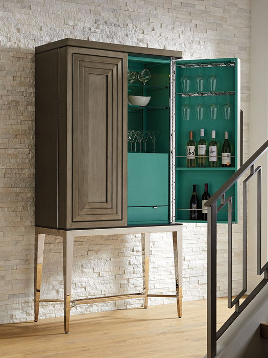 Lexington Ariana Cheval Bar Cabinet in Platinum