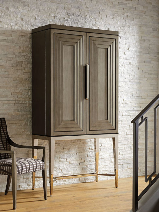 Lexington Ariana Cheval Bar Cabinet in Platinum