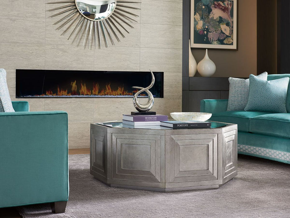 Lexington Ariana Rochelle Octagonal Cocktail Table in Silver Leaf