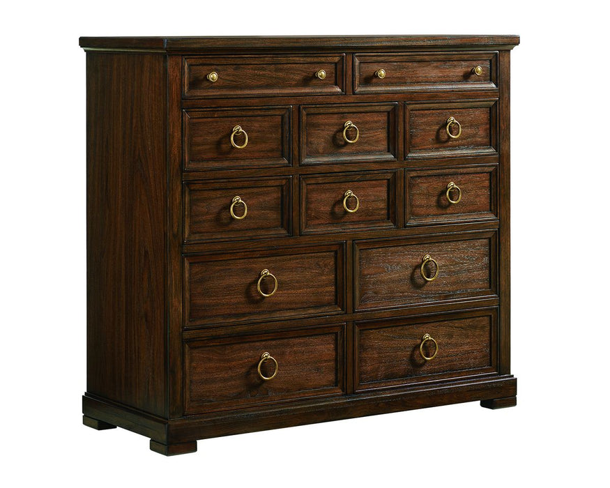 Lexington Furniture Silverado Crosby 12 Drawer Gentleman's Chest in Dark Wood image
