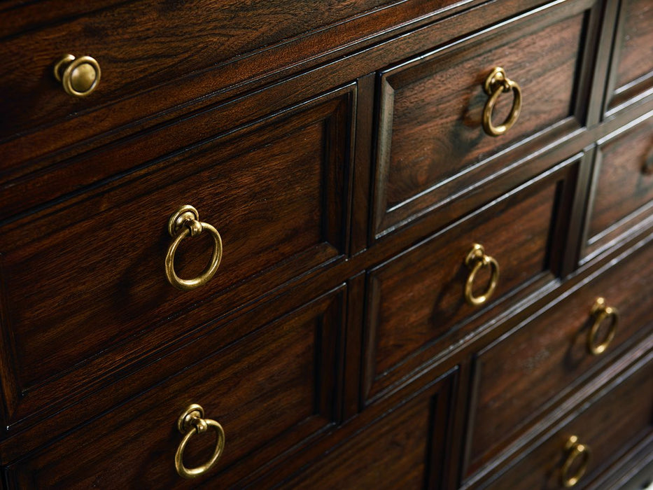 Lexington Furniture Silverado Crosby 12 Drawer Gentleman's Chest in Dark Wood