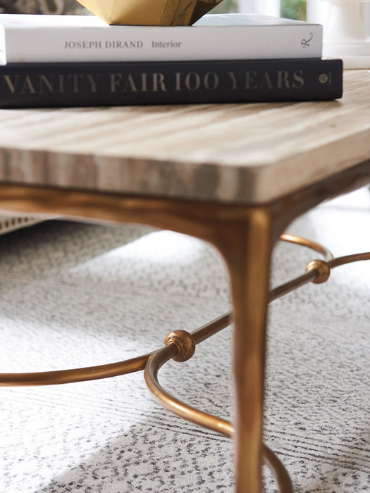 Lexington Furniture Silverado Menlo Park Rectangular Cocktail Table in Brass