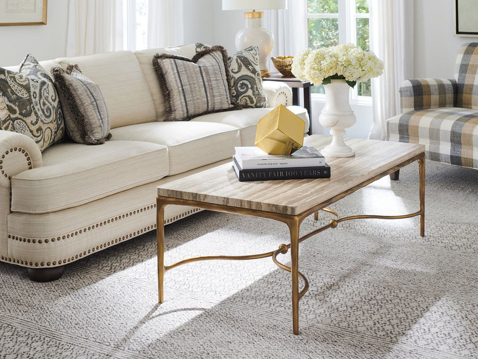 Lexington Furniture Silverado Menlo Park Rectangular Cocktail Table in Brass