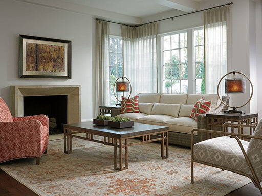 Tommy Bahama Home Cypress Point Montera Travertine End Table in Burnt Sienna image