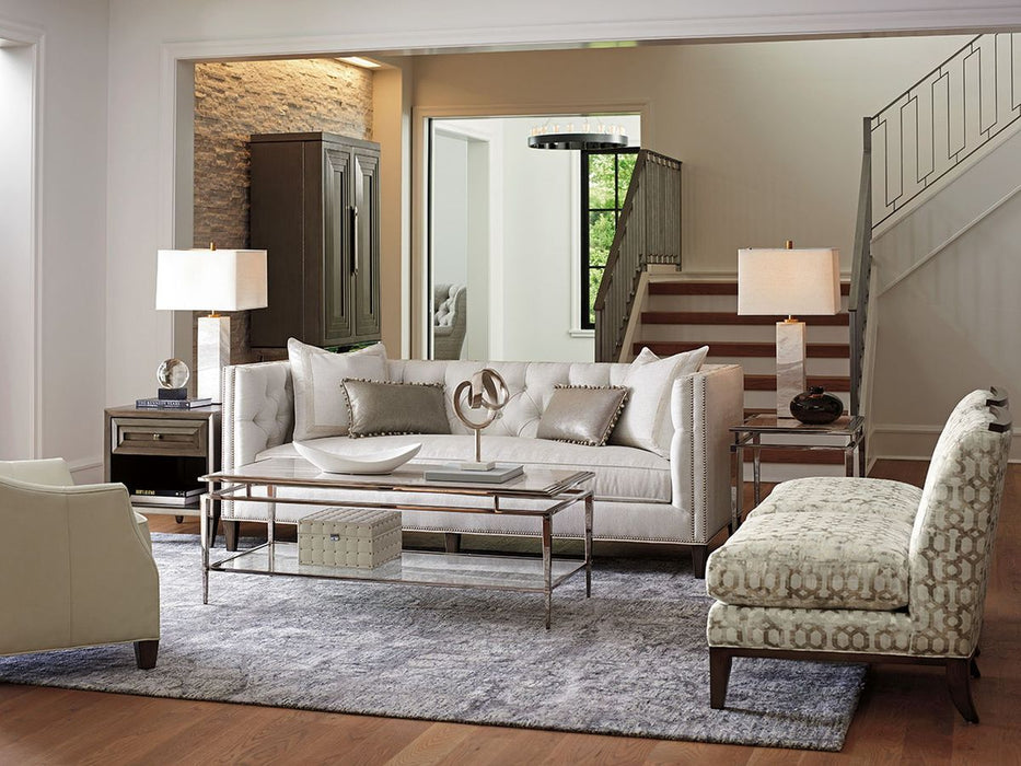 Lexington Ariana Athene Stainless Cocktail Table in Platinum