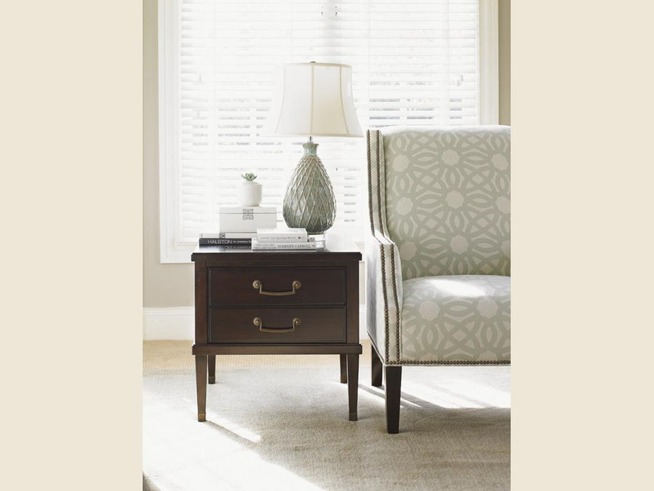Lexington Furniture Kensington Place Chandler Drawer Lamp Table in Brentwood