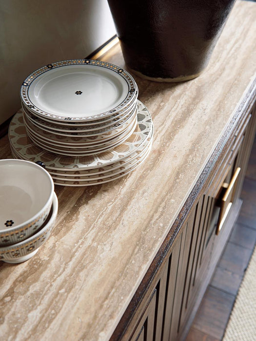 Lexington Furniture Silverado Los Gatos Stone Top in Walnut