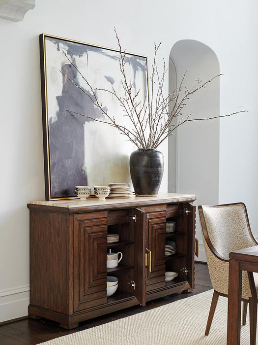 Lexington Furniture Silverado Los Gatos Stone Top in Walnut