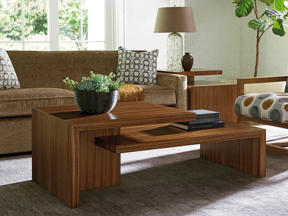 Lexington Kitano Cascade Rectangular Cocktail Table in Taupe