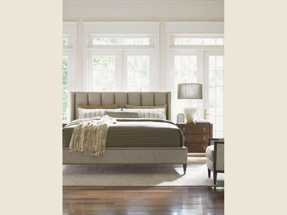 Lexington Tower Place Barrington Upholstered Platform King Bed in Walnut Brown Arlington Finish