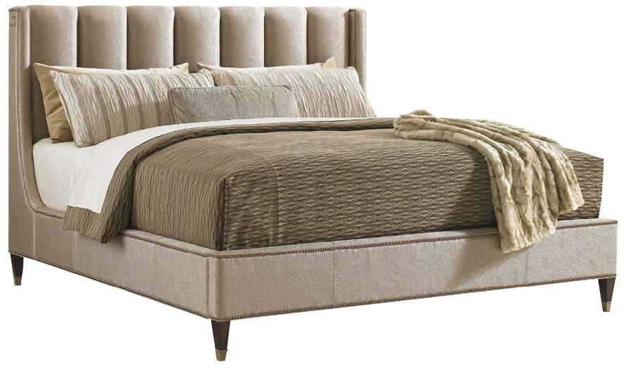 Lexington Tower Place Barrington Upholstered Platform King Bed in Walnut Brown Arlington Finish