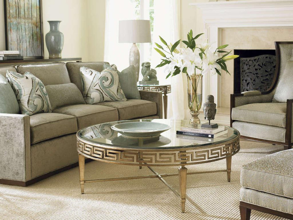 Lexington Tower Place Deerfield Round Cocktail Table in Walnut Brown Finish