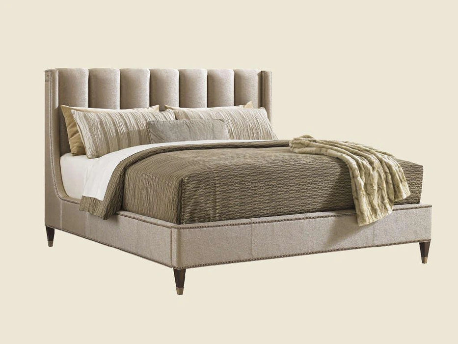 Lexington Tower Place Barrington Upholstered Platform California King Bed in Walnut Brown Arlington Finish
