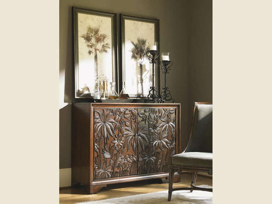Tommy Bahama Home Landara Balboa Carved Door Chest in Rich Tobacco Finish