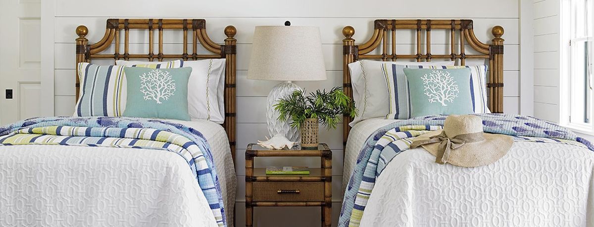 Tommy Bahama Home Twin Palms St. Kitts Twin Rattan Headboard in Medium Umber 01-0558-141HB