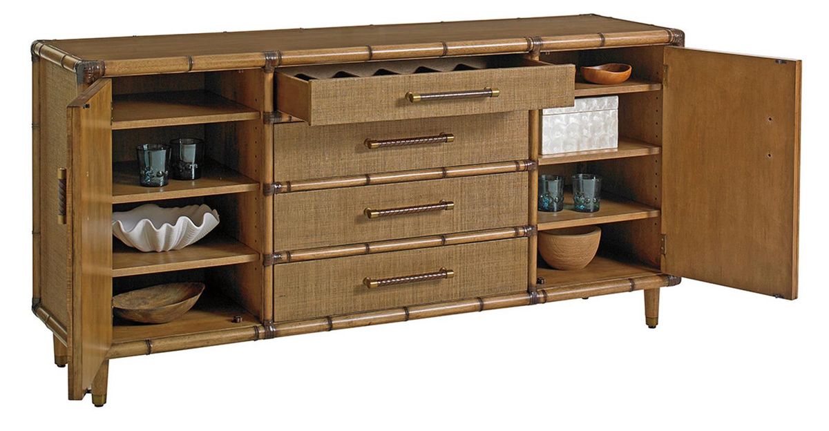 Tommy Bahama Home Twin Palms Sandy Point Buffet in Medium Umber