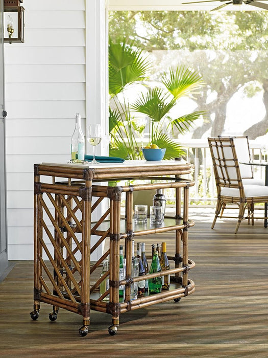 Tommy Bahama Home Twin Palms Cable Beach Bar Cart in Medium Umber 01-0558-862