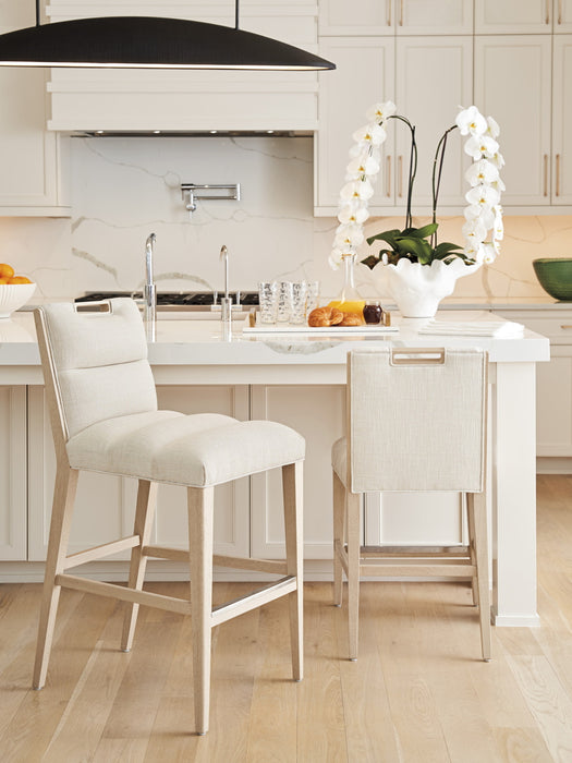 Lexington Furniture Sunset Key Greer Channeled Upholstered Bar Stool (Set of 2) in Sand Drift