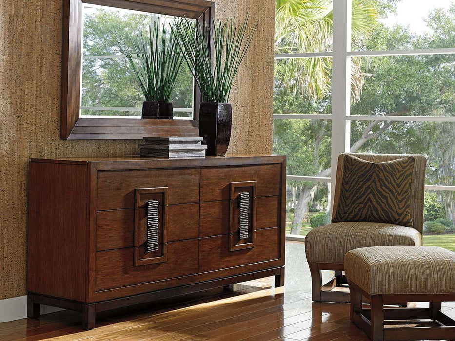 Tommy Bahama Home Island Fusion Heron Island Double Dresser in Dark Walnut