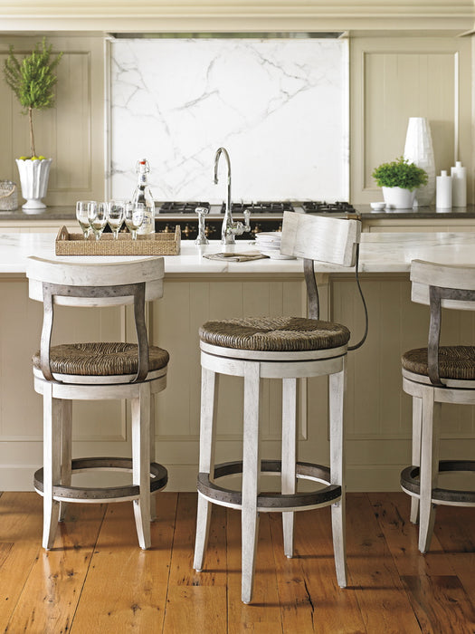 Lexington Oyster Bay Merrick Swivel Bar Stool in Light Oyster Shell (Set of 2)