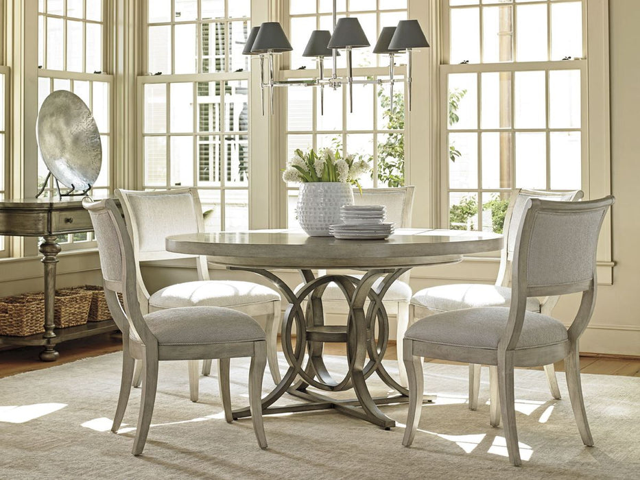 Lexington Oyster Bay Calerton Round Dining Table in Light Oyster Shell