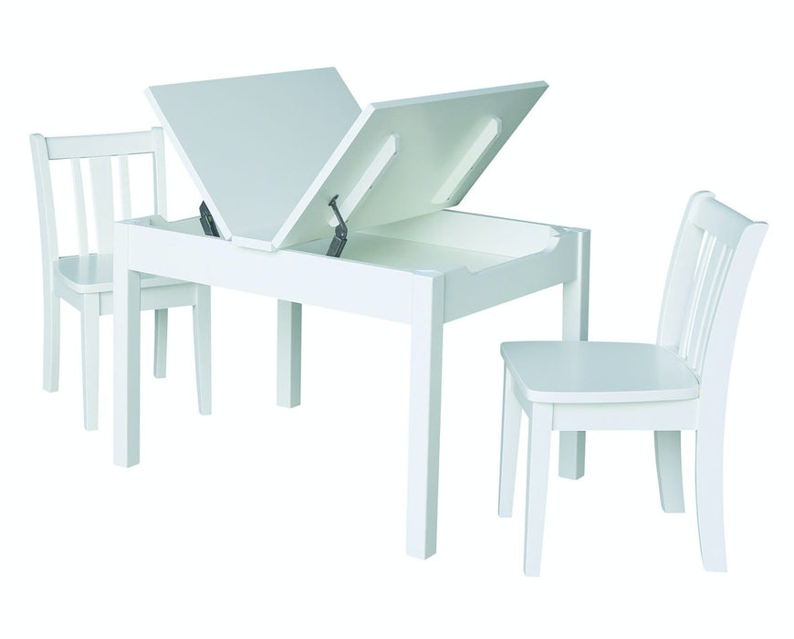 John Thomas Home Accents Mission Lift Top Storage Table and Chairs in White image