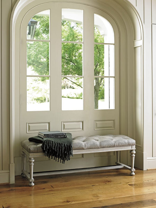Lexington Oyster Bay Bellport Leather Bed Bench in Millstone