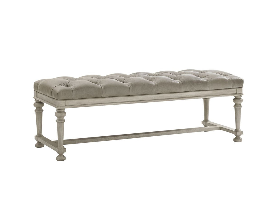 Lexington Oyster Bay Bellport Leather Bed Bench in Millstone