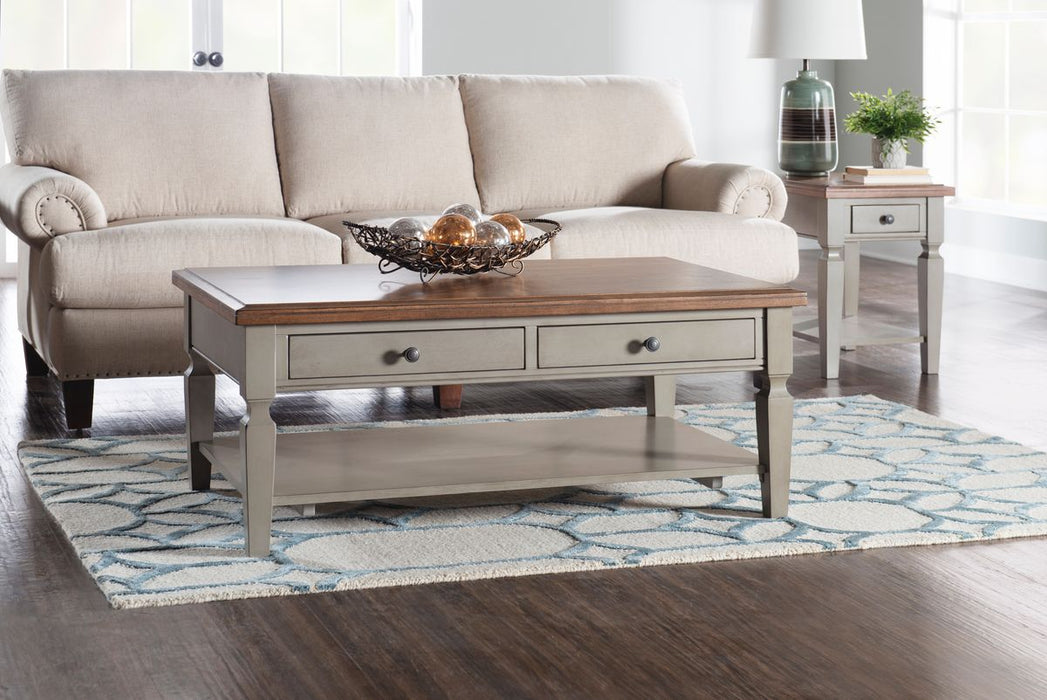 John Thomas Vista Coffee Table in Hickory & Stone