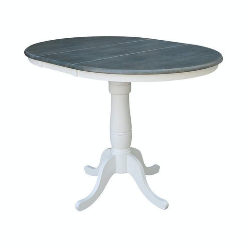 John Thomas Dining Essentials Round Extension Table in Heather Gray/ White;T05-30B;T05-6B image