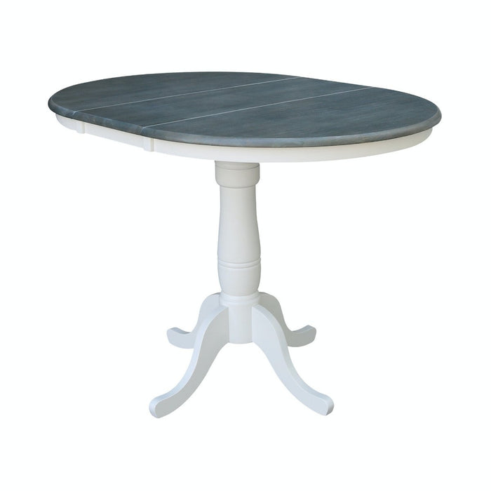John Thomas Dining Essentials Round Extension Table in Heather Gray/ White;T05-30B;T05-6B image