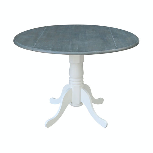 John Thomas Dining Essentials Round Dropleaf Pedestal Table in White & Grey image