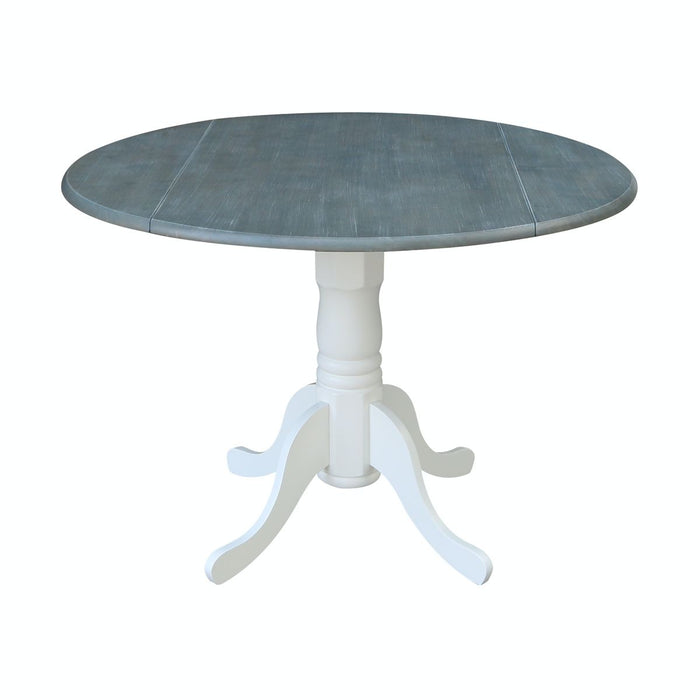 John Thomas Dining Essentials Round Dropleaf Pedestal Table in White & Grey image