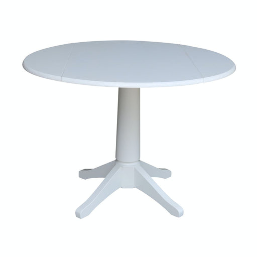 John Thomas Dining Essentials Round Dropleaf Pedestal Table in Pure White image