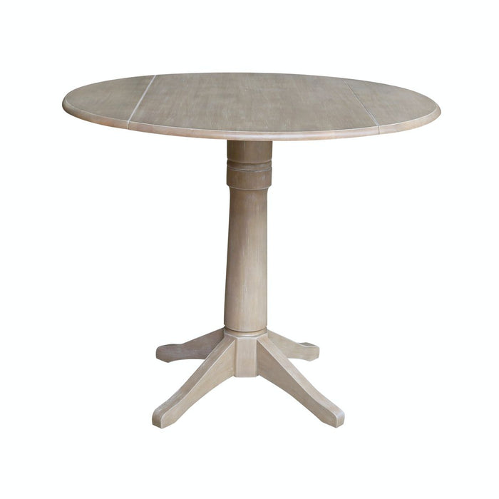 John Thomas Dining Essentials Round Dropleaf Pedestal Table in Taupe Gray image