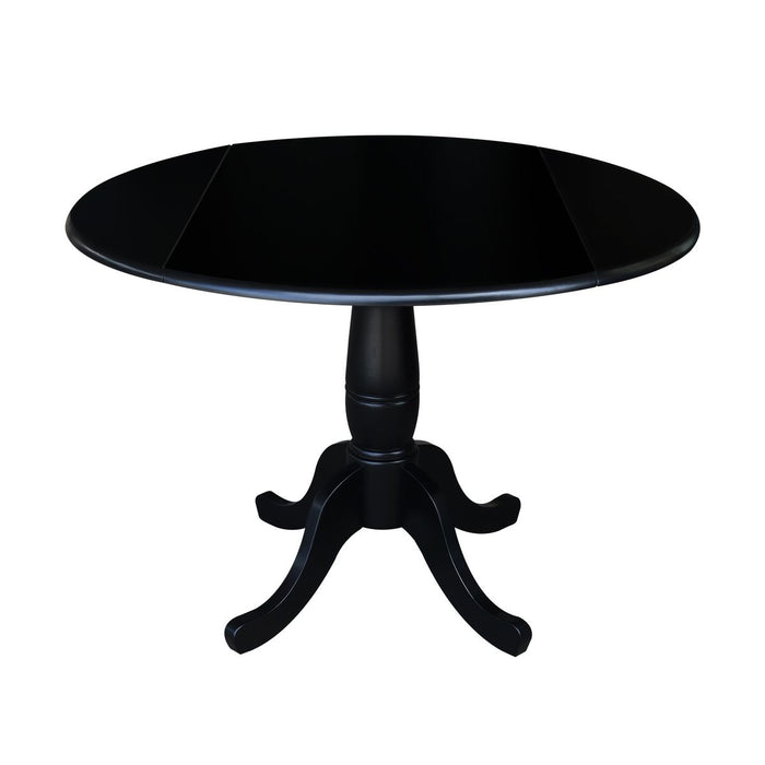 John Thomas Dining Essentials Round Dropleaf Pedestal Table in Black image