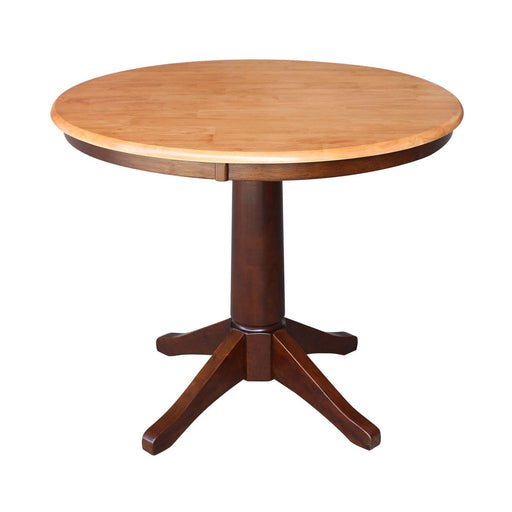 John Thomas Dining Essentials 36'' Pedestal Table in Cinnamon / Espresso image
