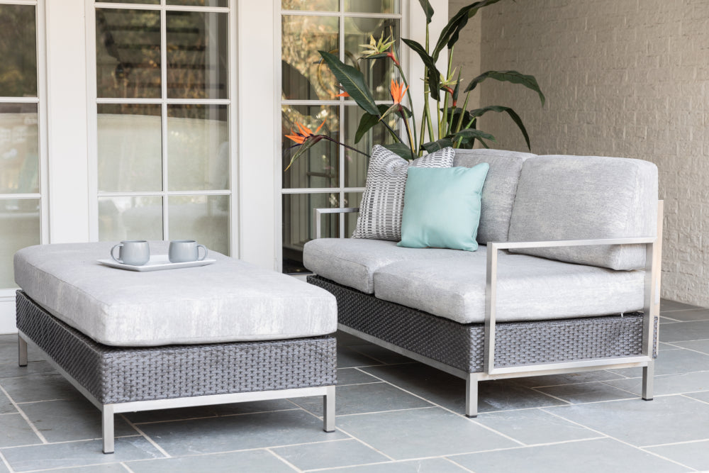 ELEMENTS SETTEE WITH STAINLESS STEEL ARMS AND BACK