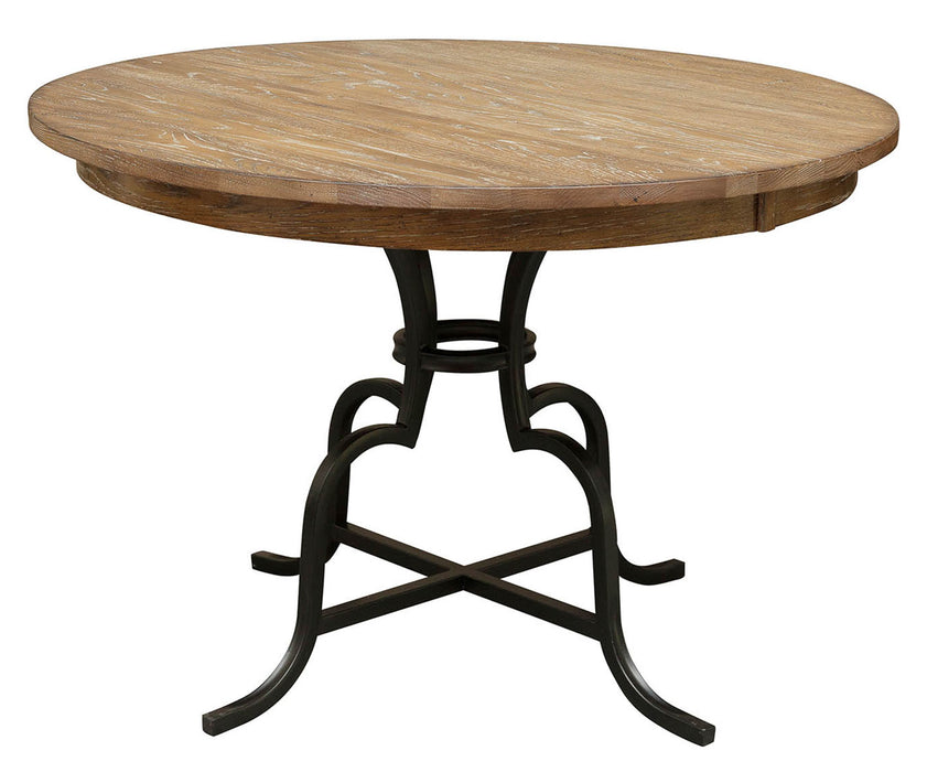 Kincaid The Nook 54" Round Counter Height Table with Rustic Metal Base in Brushed Oak