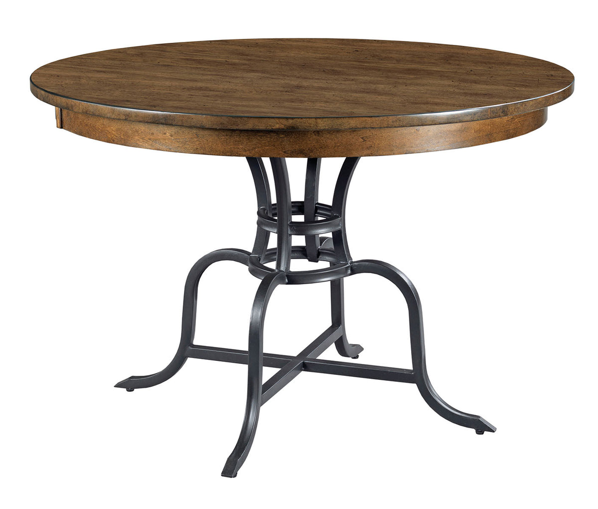 Kincaid The Nook 44" Round Dining Table with Metal Base in Hewned Mapl