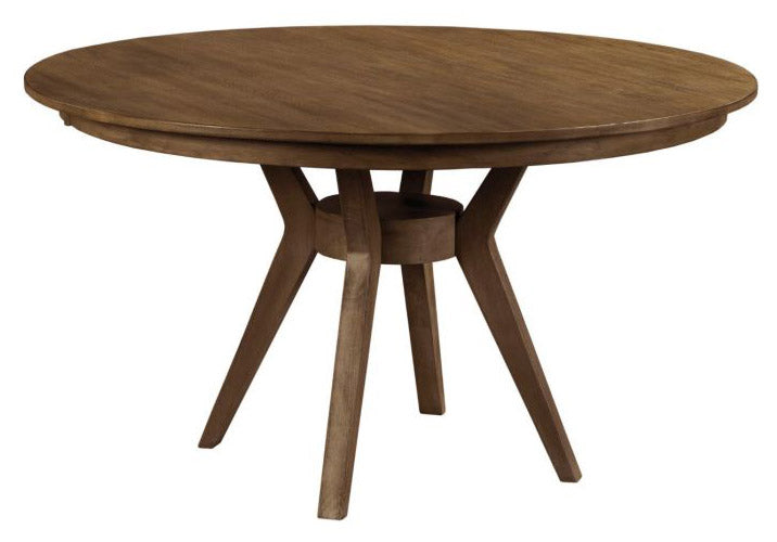 Kincaid The Nook 54" Round Dining Table with Rustic Metal Base in Hewned Maple