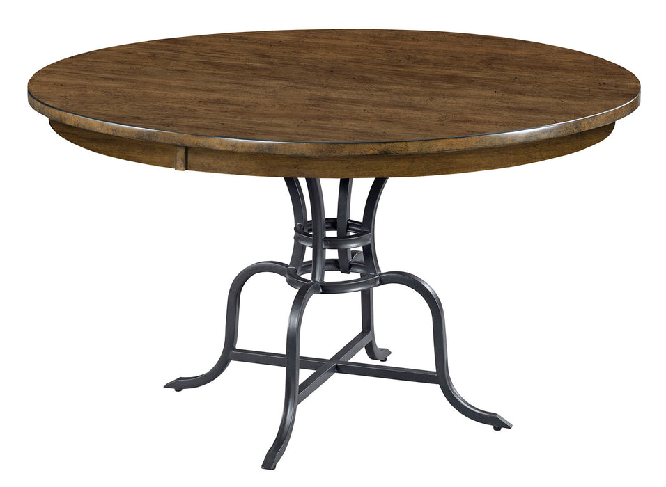 Kincaid The Nook 54" Round Dining Table with Metal Base in Hewned Maple
