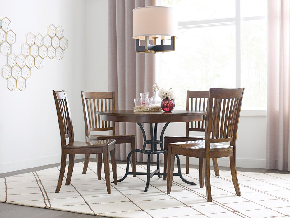 Kincaid The Nook 44" Round Dining Table with Metal Base in Hewned Maple