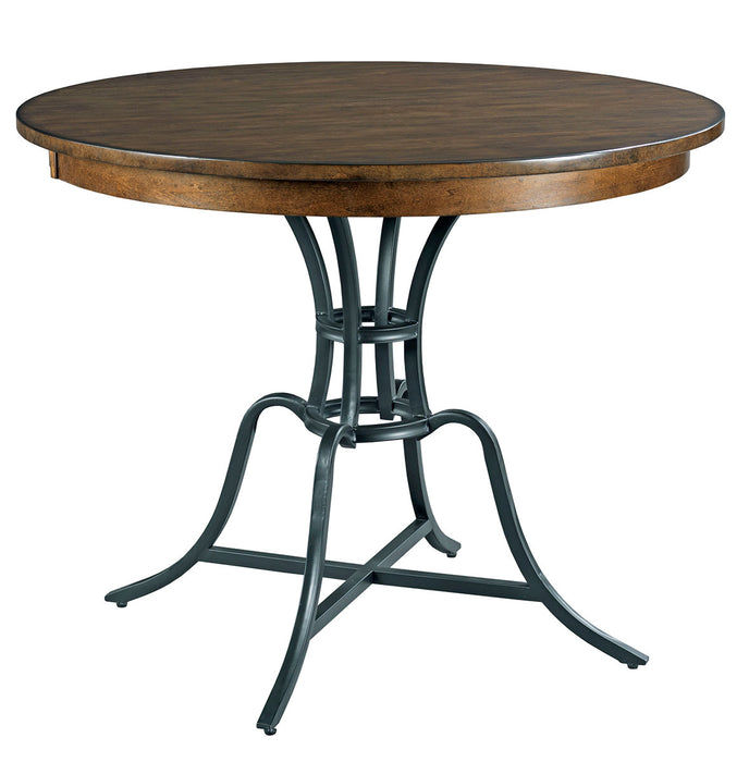 Kincaid The Nook 54" Round Counter Height Table with Rustic Metal Base in Hewned Maple