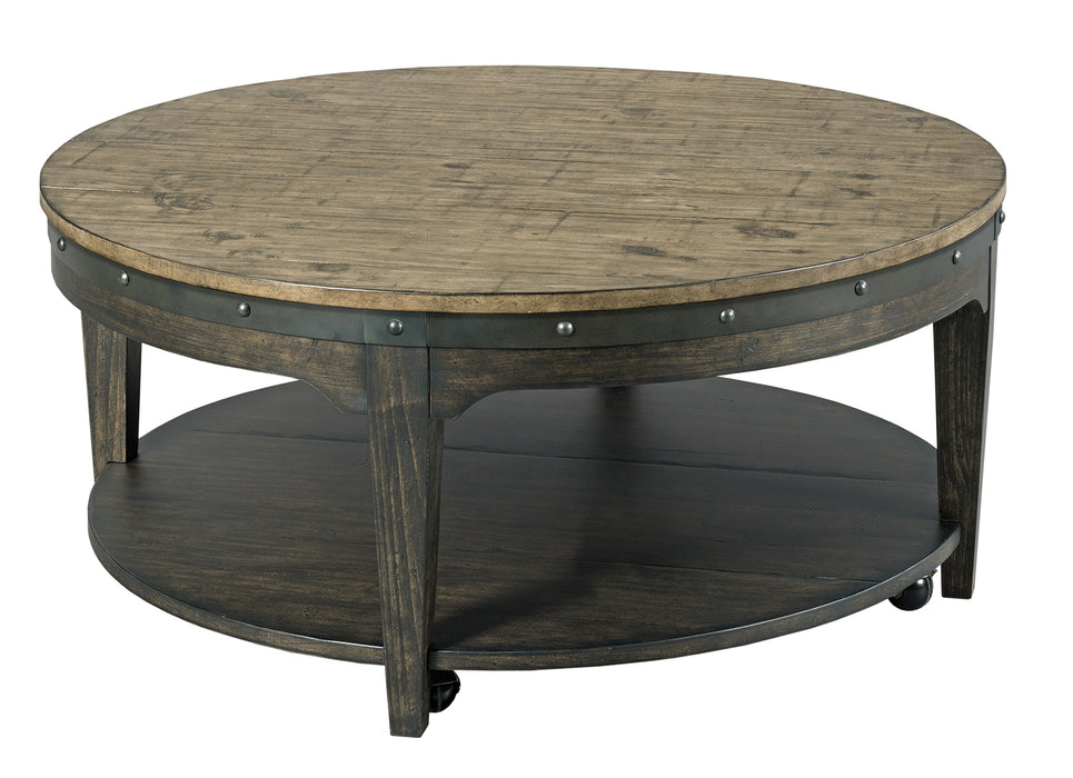 Kincaid Plank Road Artisans Round Cocktail Table in Charcoal