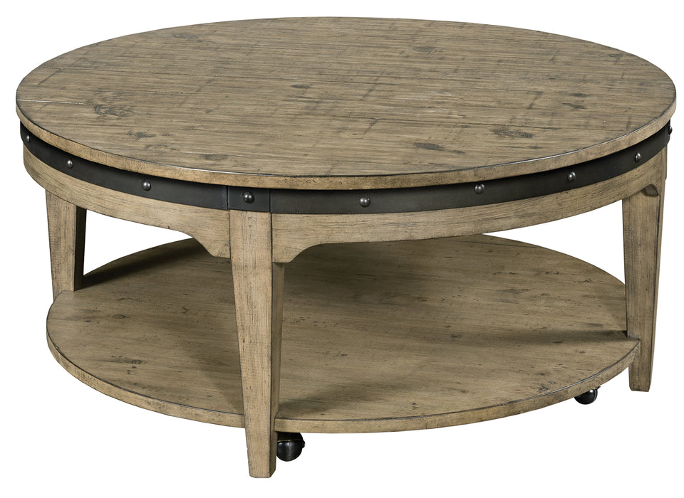 Kincaid Plank Road Artisans Round Cocktail Table in Stone