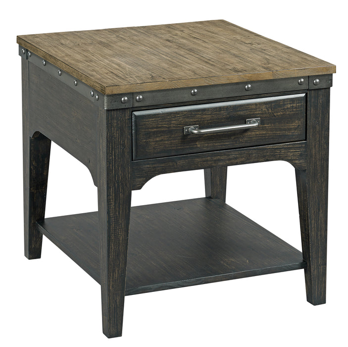 Kincaid Plank Road Artisans Rectangular Drawer End Table in Charcoal