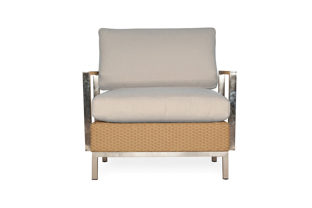 ELEMENTS LOUNGE CHAIR WITH STAINLESS STEEL ARMS AND BACK