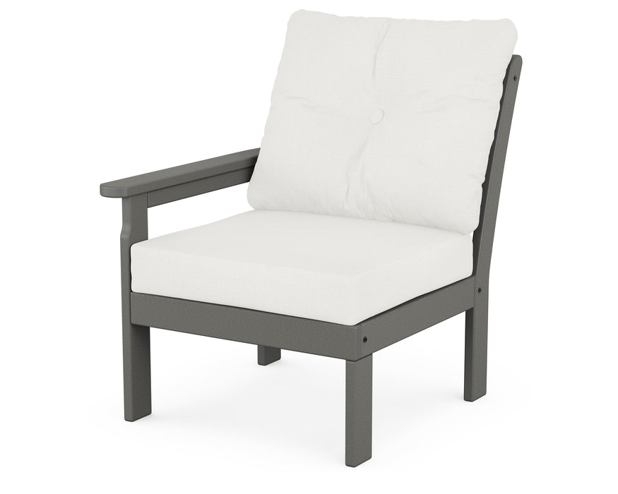 POLYWOOD Vineyard Modular Left Arm Chair in Slate Grey / Natural Linen