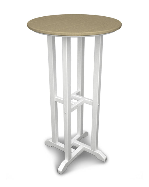 POLYWOOD Contempo 24" Round Bar Table in White / Sand image